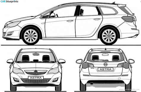 2010 Opel Astra Sports Tourer Wagon blueprint